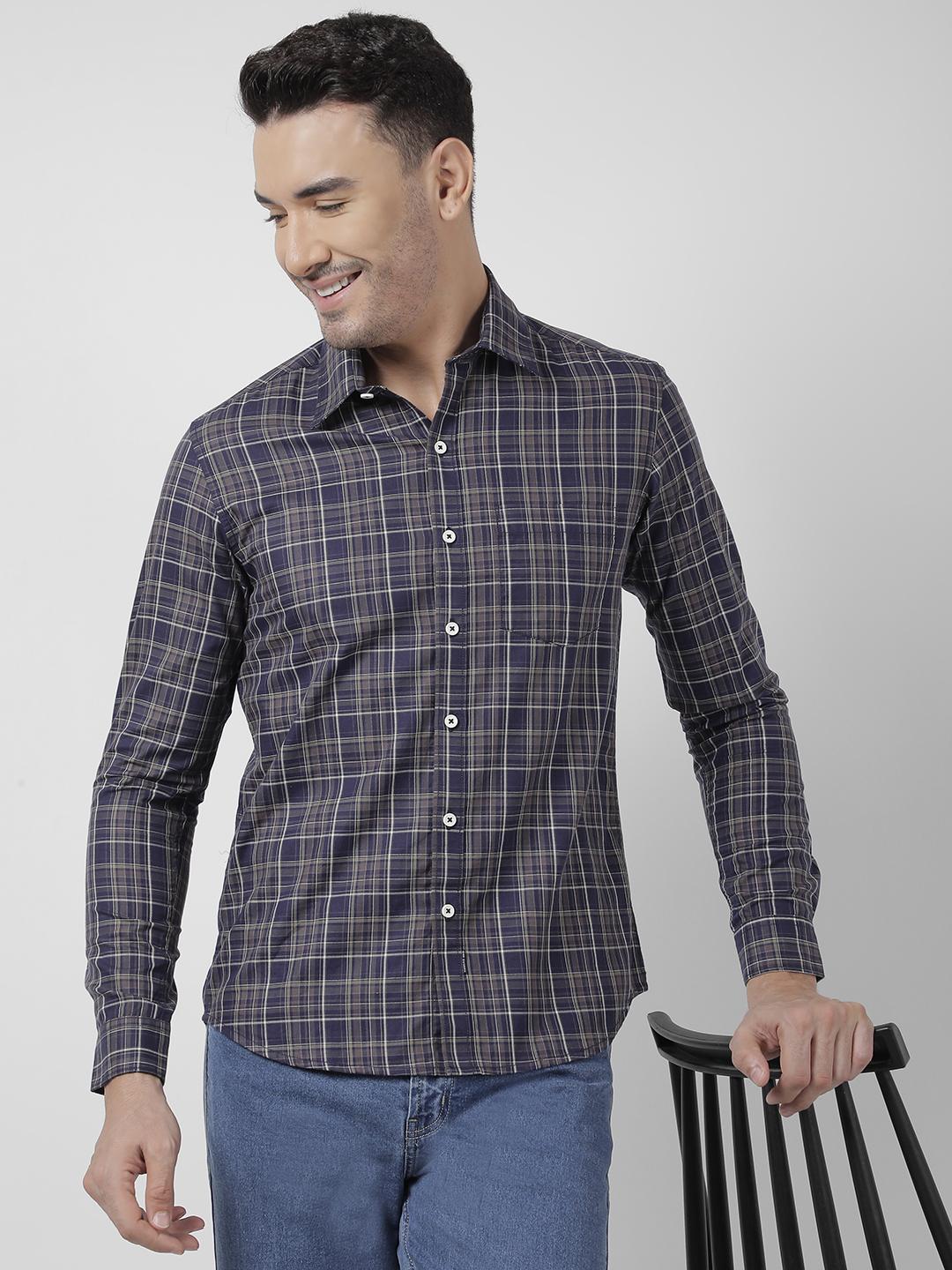 Numero Uno Men Checkered Blue Shirt
